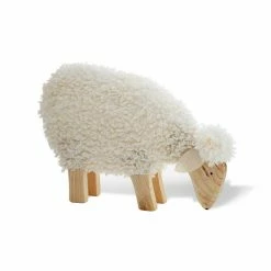 PureDay Dekoschaf mit Fell - Wolle/Holz - Weiß