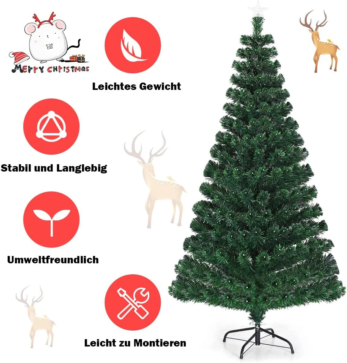 Costway 180cm Künstlicher Weihnachtsbaum – Bild 4
