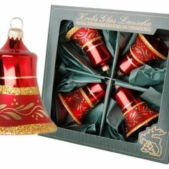 Krebs Glas Lauscha Rot 7cm Glocke, 4-fach aus Glas