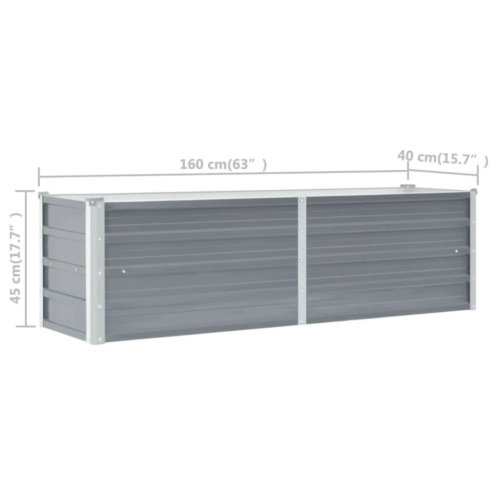 VidaXL Garten-Hochbeet Verzinkter Stahl Grau - vidaXL Garten-Hochbeet Verzinkter Stahl 160x40x45 cm Grau – Bild 7