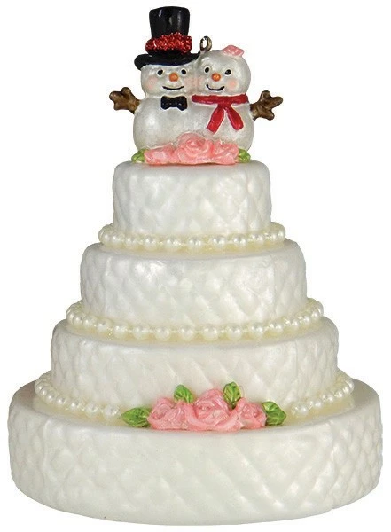 Krebs Glas Lauscha Hochzeitstorte mit Schneemann 13cm