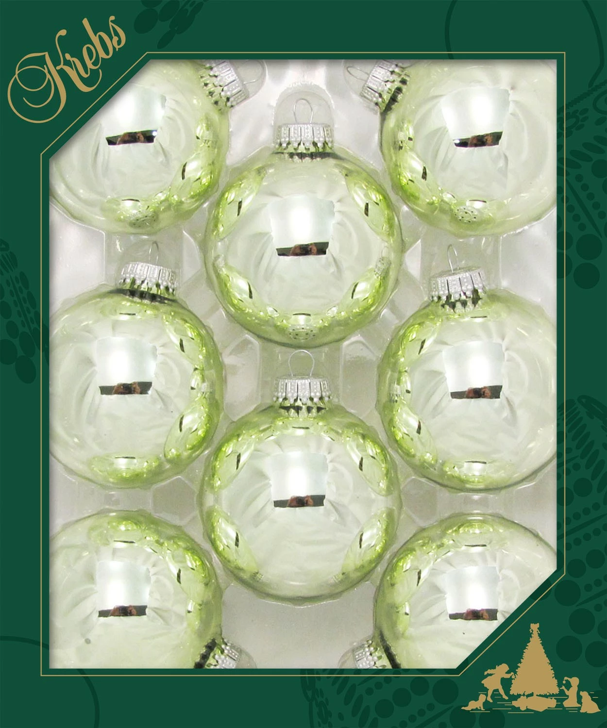 Krebs Glas Lauscha Lindgrün glänzend 7cm Glaskugeln uni – Bild 2