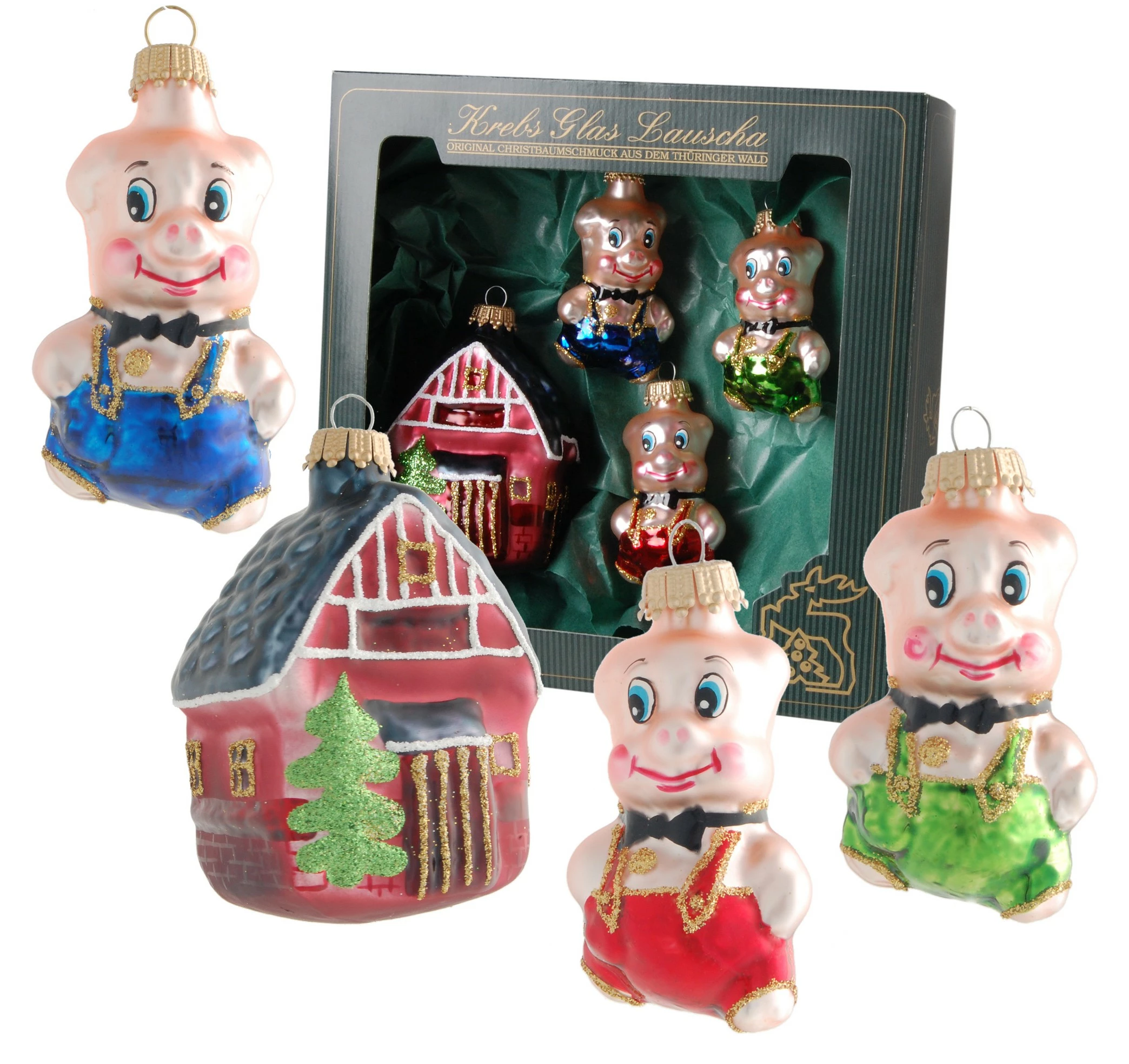 Krebs Glas Lauscha 7-8cm Die 3 kleinen Schweinchen