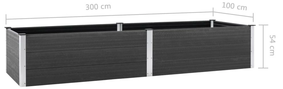 VidaXL Garten-Hochbeet WPC - vidaXL Garten-Hochbeet 300 x 100 x 54 cm WPC Grau – Bild 6