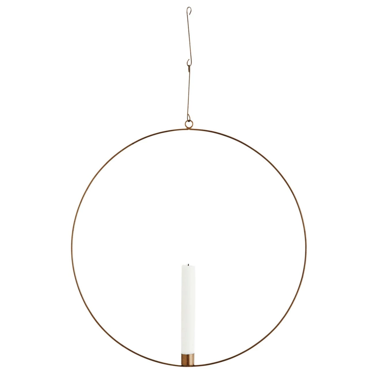 Madam Stoltz Dekoring mit Kerzenhalter L goldfarben - Hängender Dekoring mit Kerzenhalter aus Metall large, goldfarben