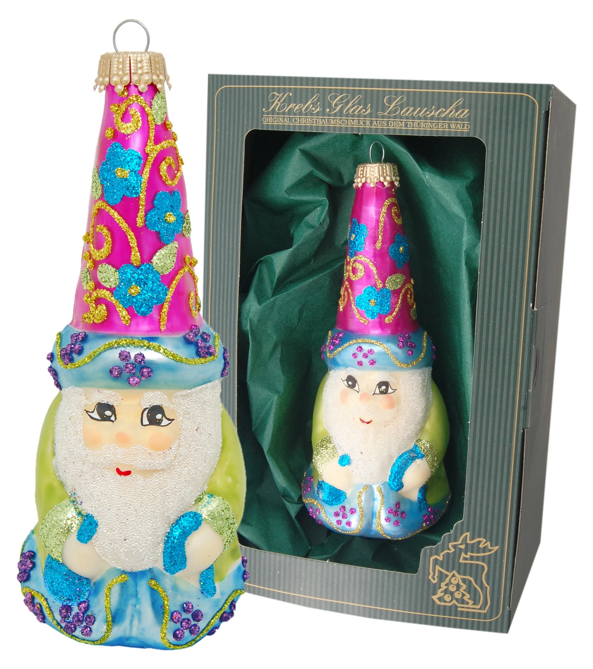 Krebs Glas Lauscha 9cm Weihnachtszauberer Merlin aus Glas