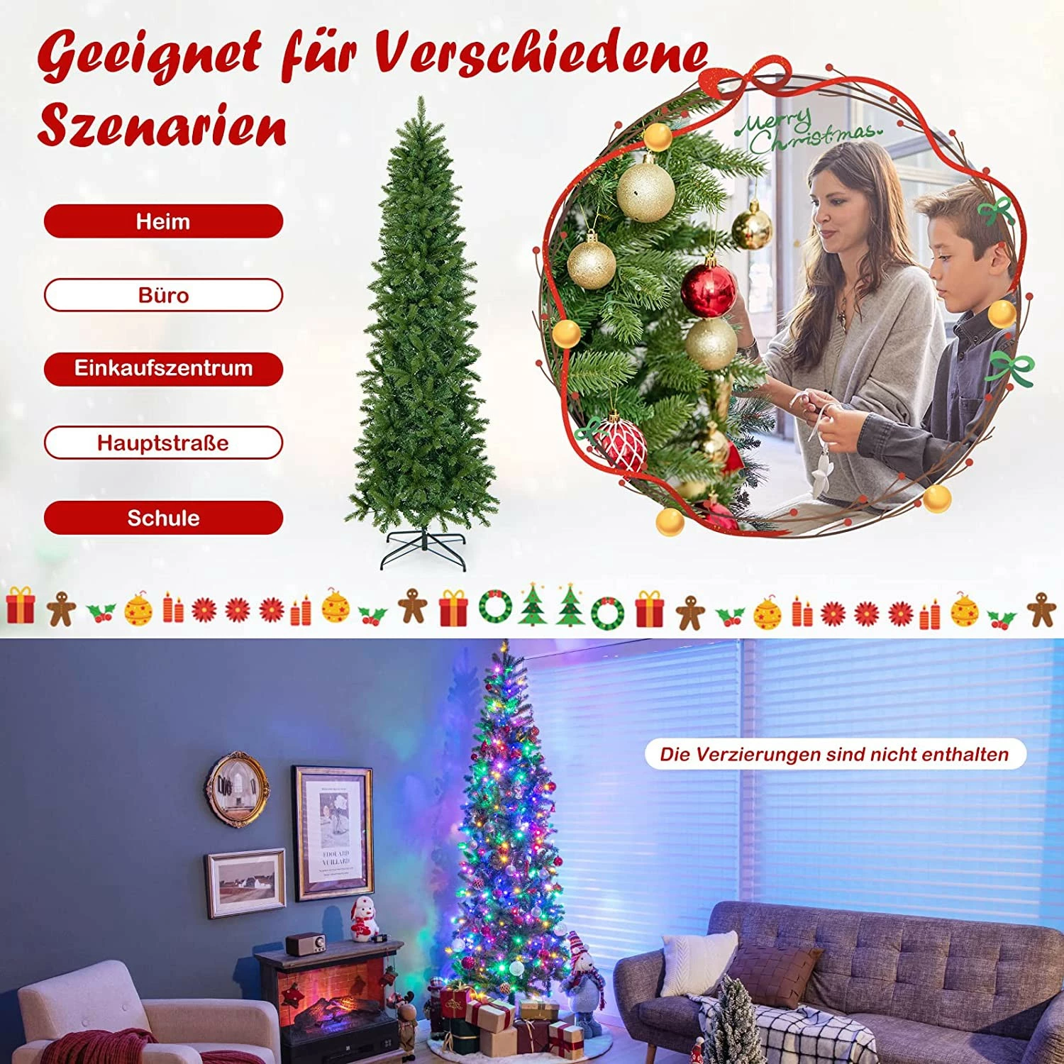 Costway 225cm Künstlicher Weihnachtsbaum – Bild 4