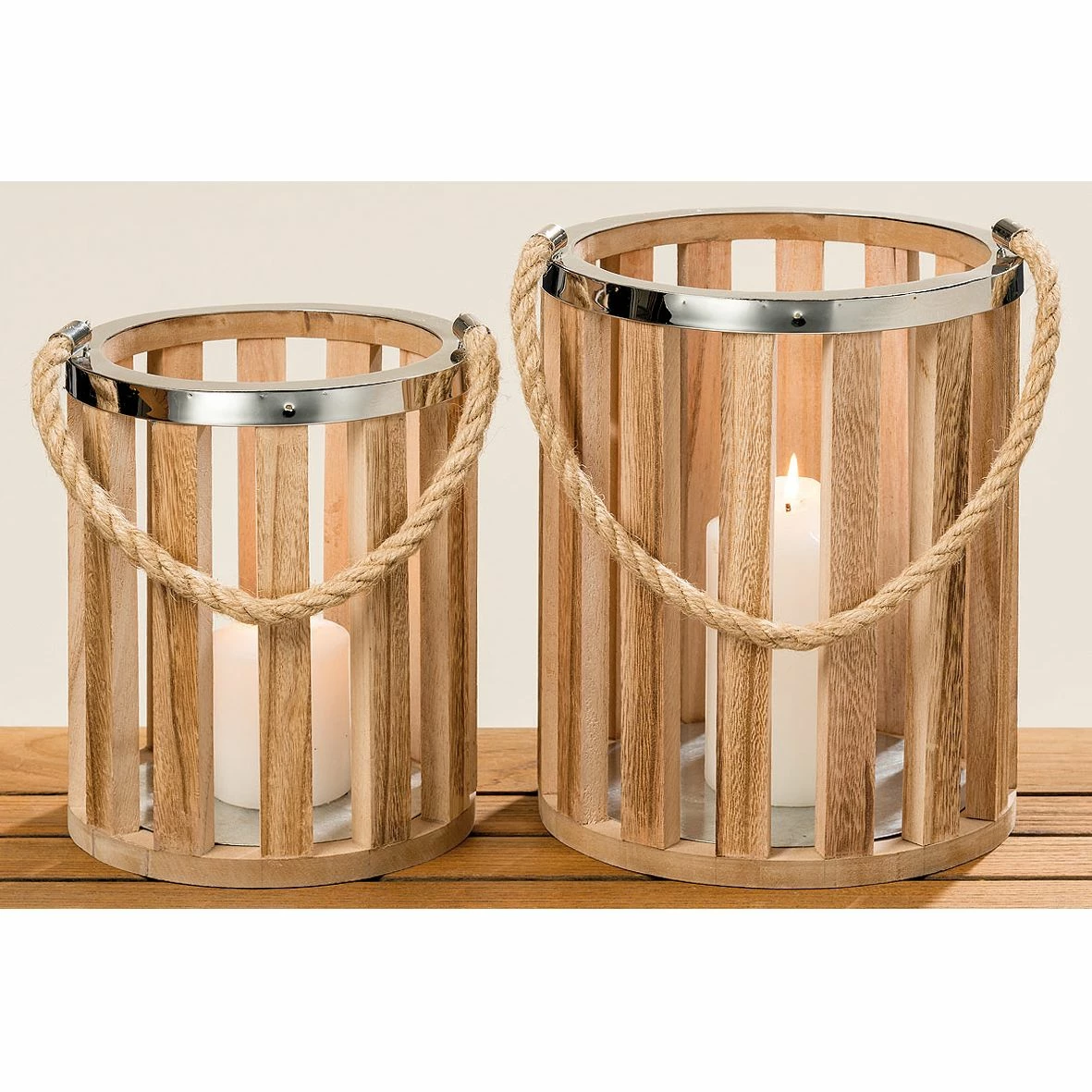 Eva Padberg Collection Windlicht Savena (2-teilig) - Paulownia massiv / Eisen - Paulownia / Silber – Bild 3